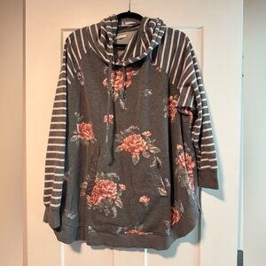 Floral and Striped Women's Sweater